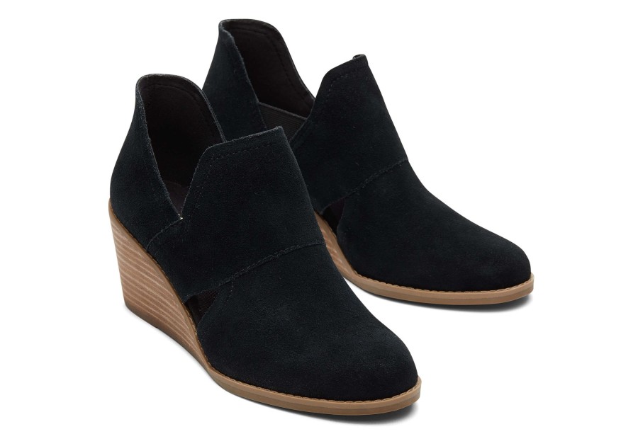 TOMS Dress Casual | Kallie Black Suede Cutout Wedge Boot|Kallie Black Suede Cutout Wedge Boot Suede Black