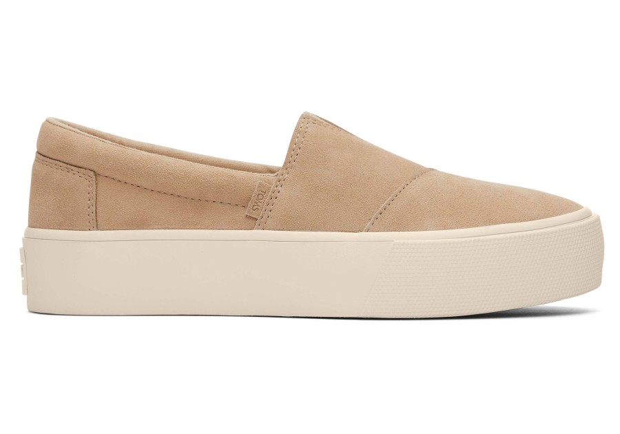 TOMS Sneakers | Fenix Platform Oatmeal Suede Slip On Sneaker Suede Oatmeal