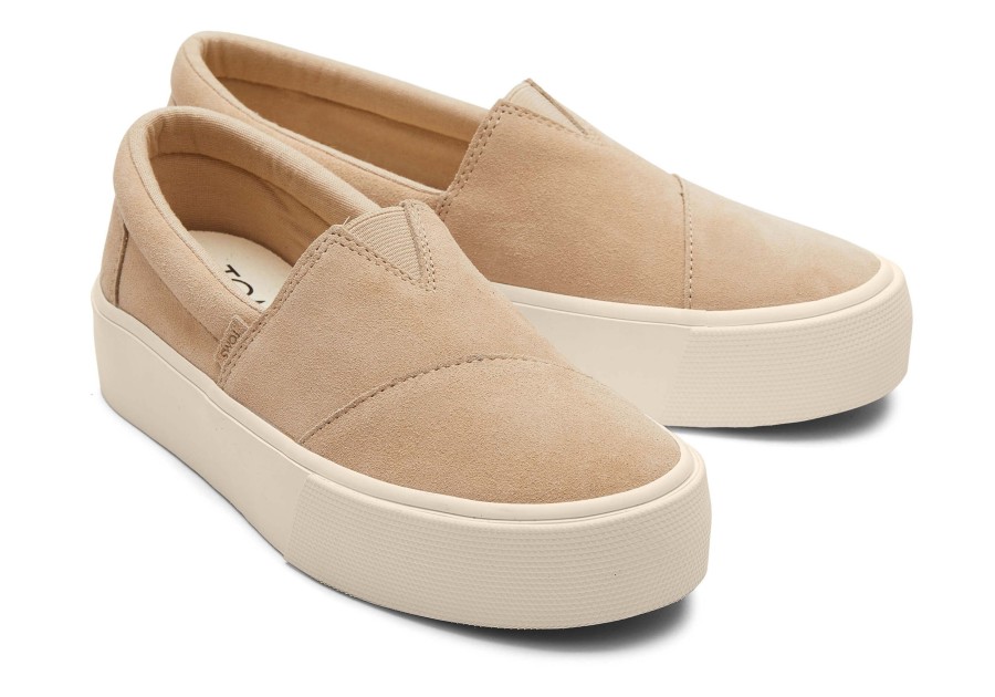 TOMS Sneakers | Fenix Platform Oatmeal Suede Slip On Sneaker Suede Oatmeal