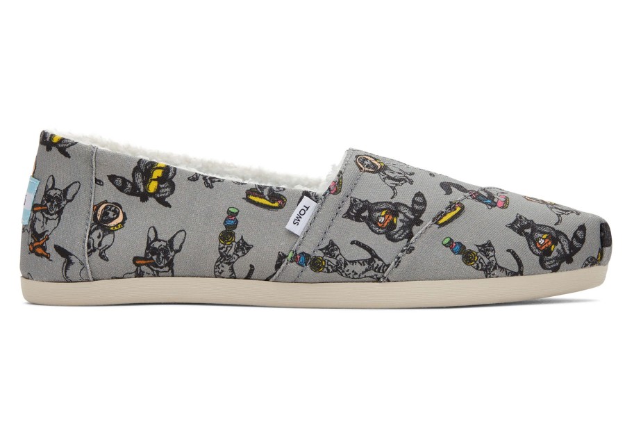 TOMS Alpargatas | Alpargta Party Animals With Faux Fur Drizzle Grey