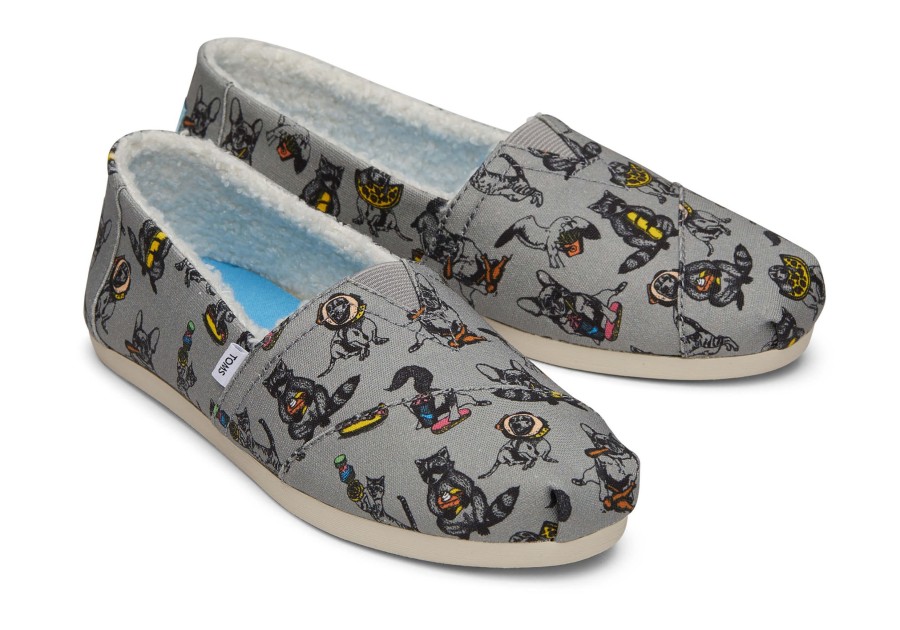 TOMS Alpargatas | Alpargta Party Animals With Faux Fur Drizzle Grey