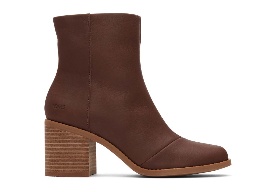 TOMS Heels & Wedges | Evelyn Chestnut Leather Heeled Boot|Evelyn Chestnut Leather Heeled Boot Leather Chestnut