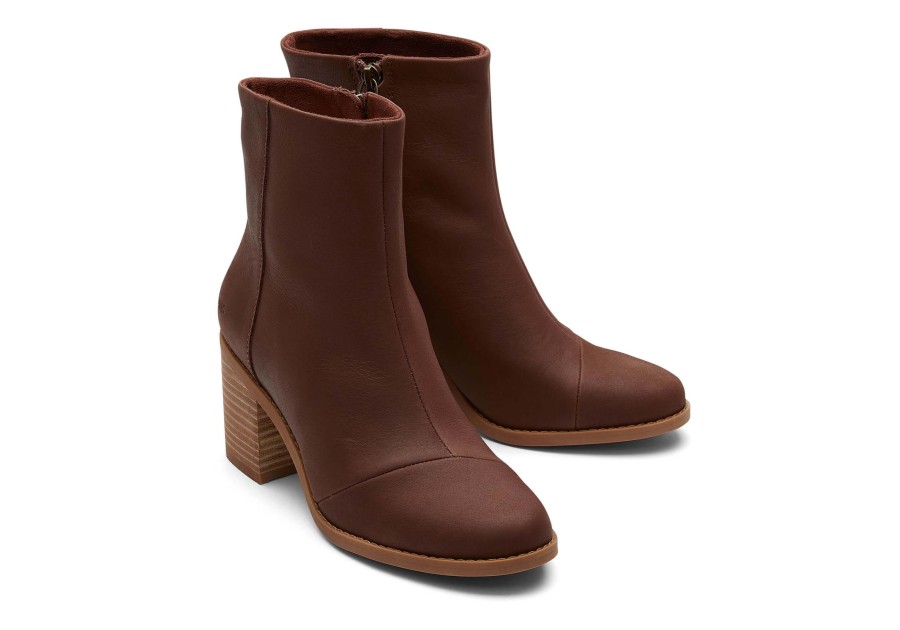 TOMS Heels & Wedges | Evelyn Chestnut Leather Heeled Boot|Evelyn Chestnut Leather Heeled Boot Leather Chestnut