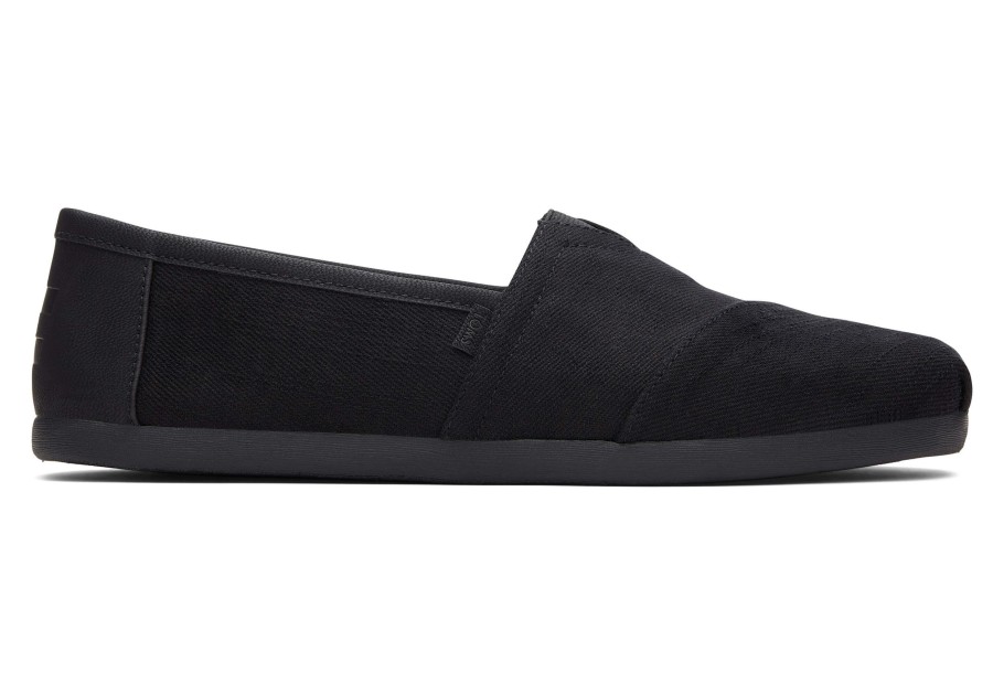 TOMS Slip Ons | Alpargata Black Twill Synthetic Trim Black/Black