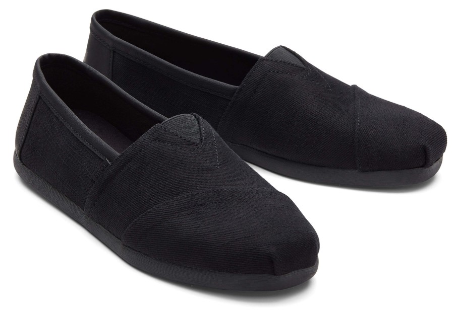 TOMS Slip Ons | Alpargata Black Twill Synthetic Trim Black/Black