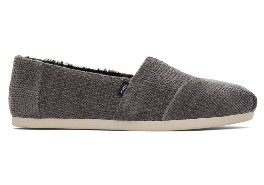 TOMS Alpargatas | Alpargata Grey Chenille With Faux Fur Chenille Forged Iron