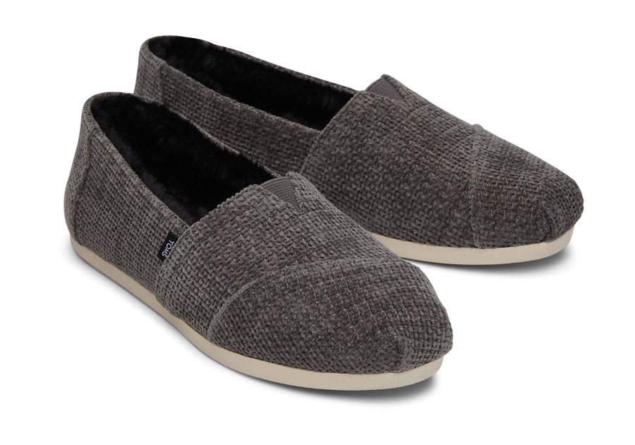 TOMS Alpargatas | Alpargata Grey Chenille With Faux Fur Chenille Forged Iron