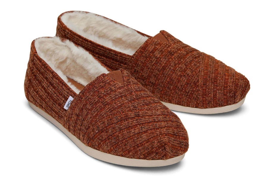 TOMS Alpargatas | Alpargata Orange Rib Knit With Faux Fur|Alpargata Orange Rib Knit With Faux Fur Rib Knit Orange