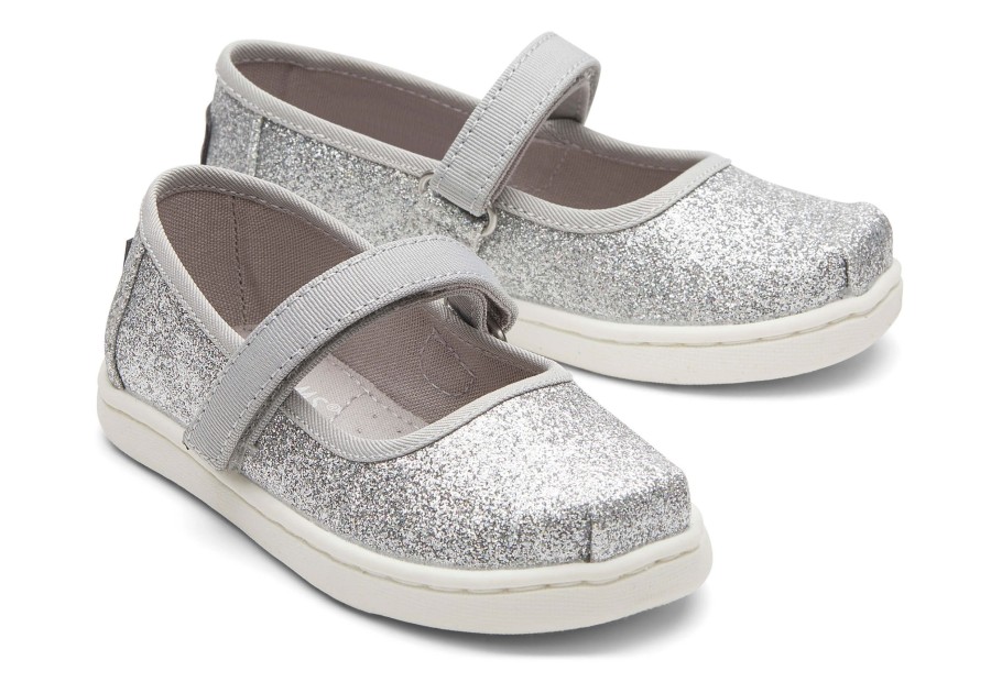 TOMS | Tiny Mary Jane Silver Toddler Shoe Silver Iridescent