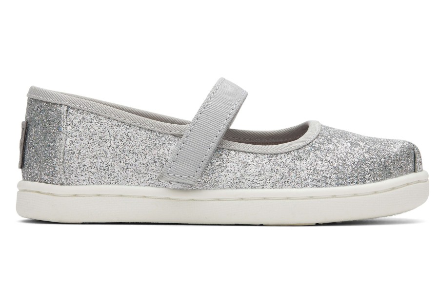 TOMS | Tiny Mary Jane Silver Toddler Shoe Silver Iridescent