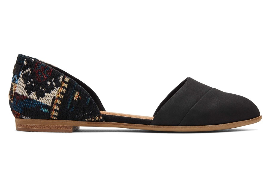 TOMS Flats | Jutti D'Orsay Woven Flat Black Global