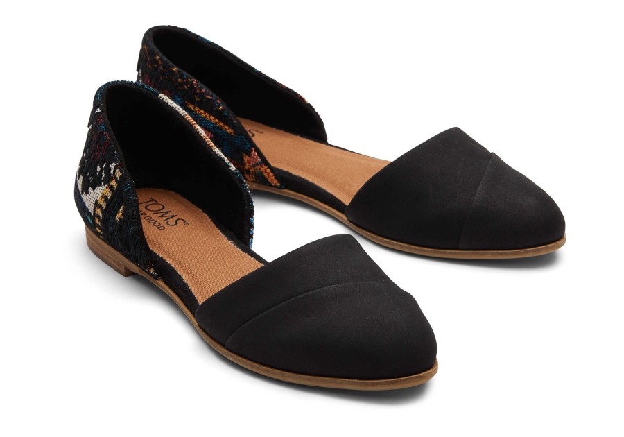 TOMS Flats | Jutti D'Orsay Woven Flat Black Global