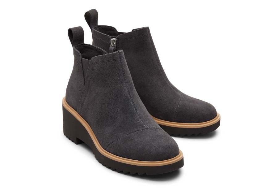 TOMS Dress Casual | Maude Wedge Boot|Maude Wedge Boot Forged Iron Suede