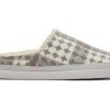 TOMS Slippers | Sage Grey Plaid Faux Shearling Slipper Shadow