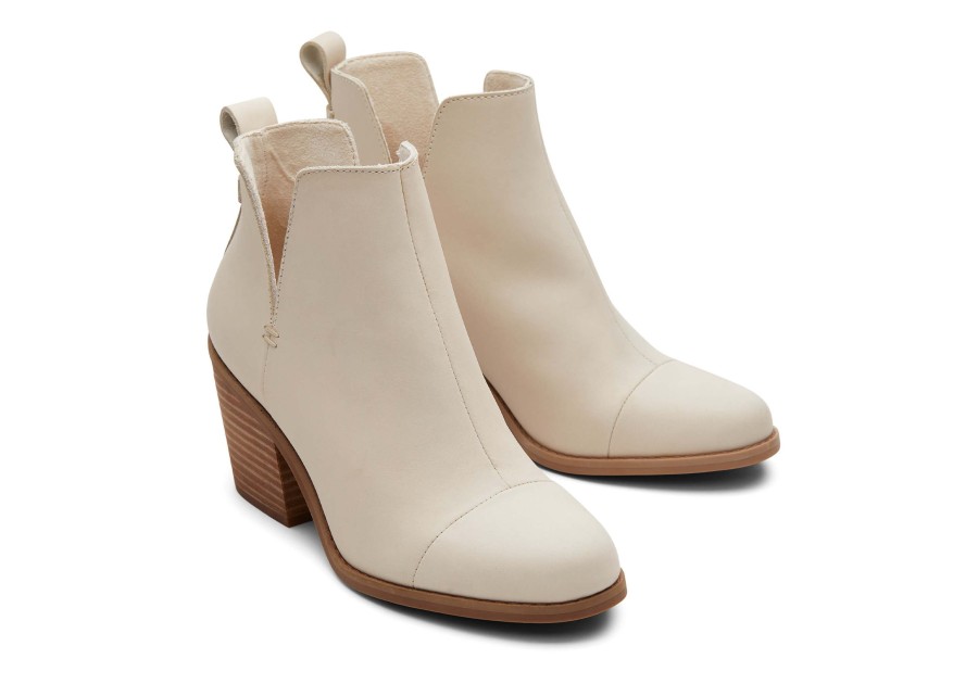 TOMS Heels & Wedges | Everly Cutout Heeled Boot Beige Leather