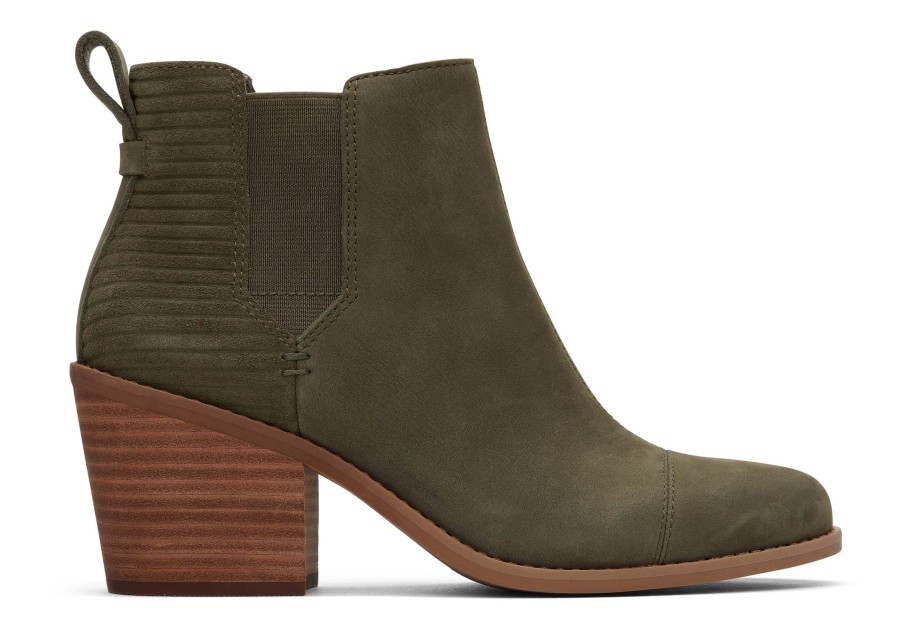 TOMS Heels & Wedges | Everly Olive Nubuck Heeled Boot Tarmac Olive