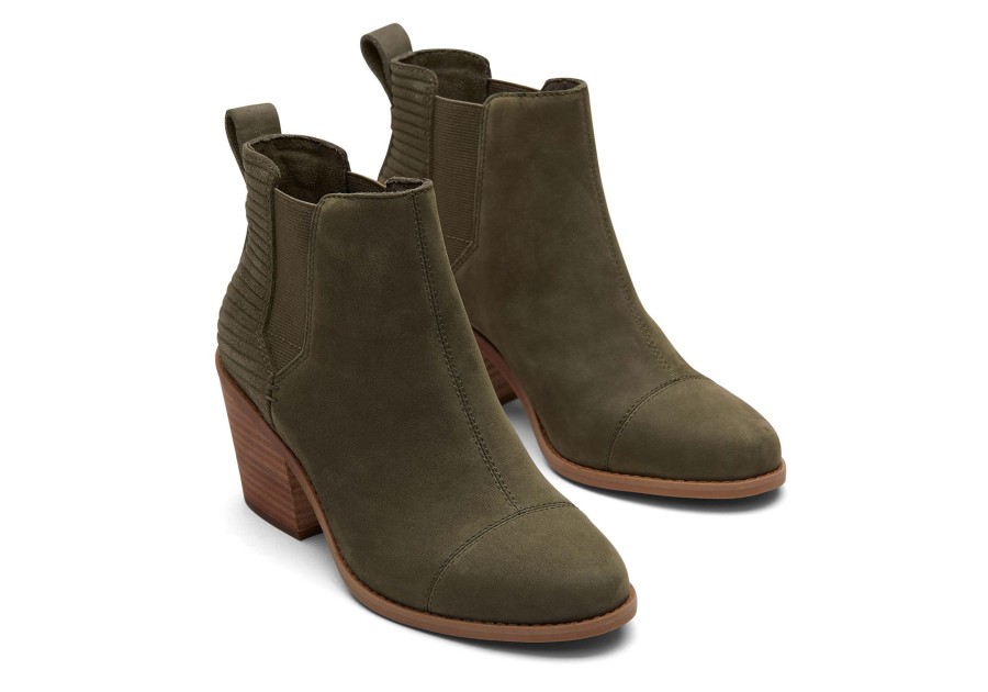 TOMS Heels & Wedges | Everly Olive Nubuck Heeled Boot Tarmac Olive