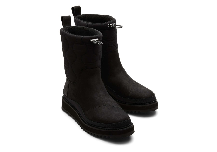 TOMS Boots & Booties | Makenna Black Water Resistant Leather Boot Water Resistant Black Leather