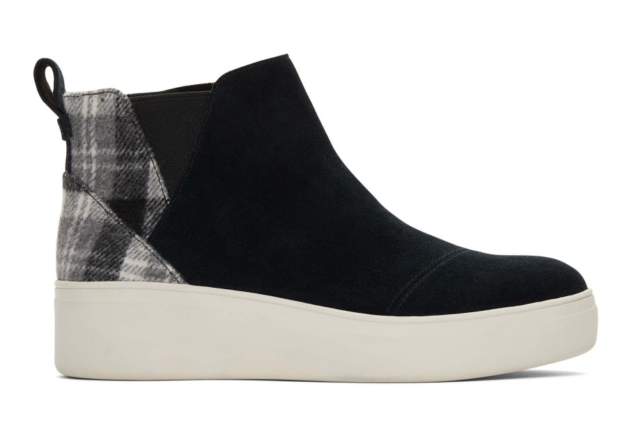 TOMS Sneakers | Jamie Black Plaid Slip On Sneaker Suede Black Plaid