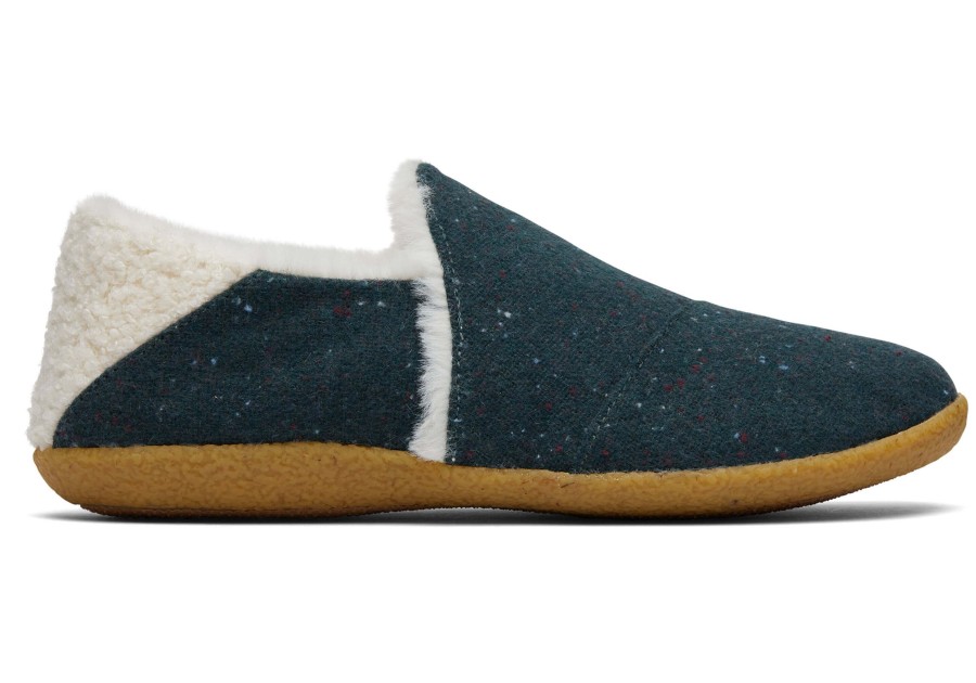 TOMS Slippers | India Green Faux Fur Slipper Forest Green