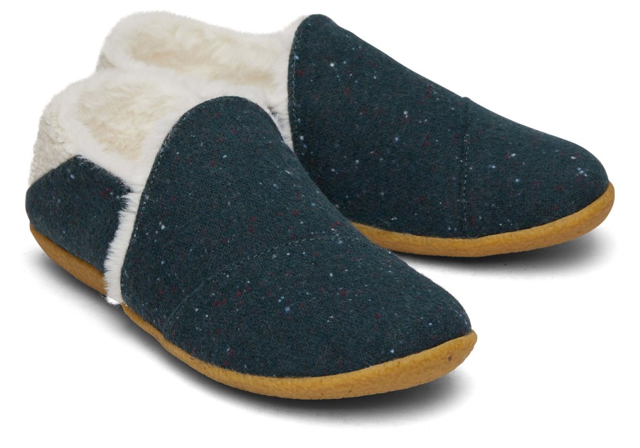 TOMS Slippers | India Green Faux Fur Slipper Forest Green