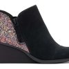 TOMS Dress Casual | Goldie Black Suede And Chunky Glitter Wedge Boot|Goldie Black Suede And Chunky Glitter Wedge Boot Suede Black Chunky Glitter