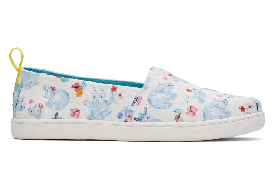 TOMS | Youth Alpargata Summer Hippos White Hippos