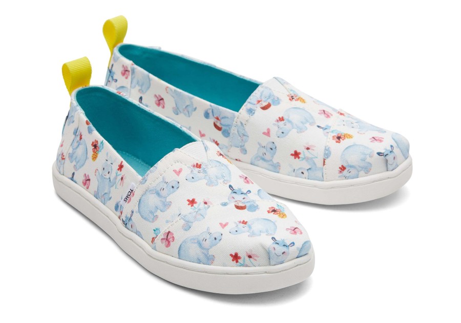 TOMS | Youth Alpargata Summer Hippos White Hippos