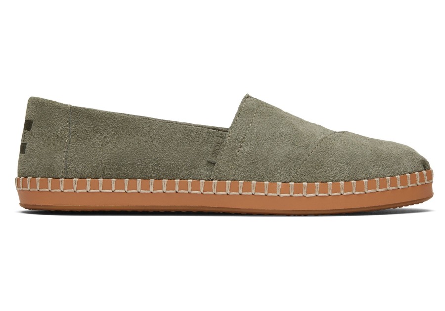 TOMS Slip Ons | Alpargata Vetiver Suede Leather Wrap Vetiver Grey Suede