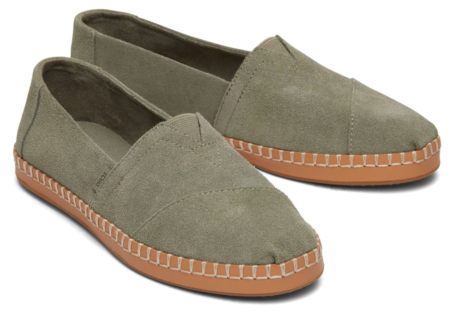 TOMS Slip Ons | Alpargata Vetiver Suede Leather Wrap Vetiver Grey Suede