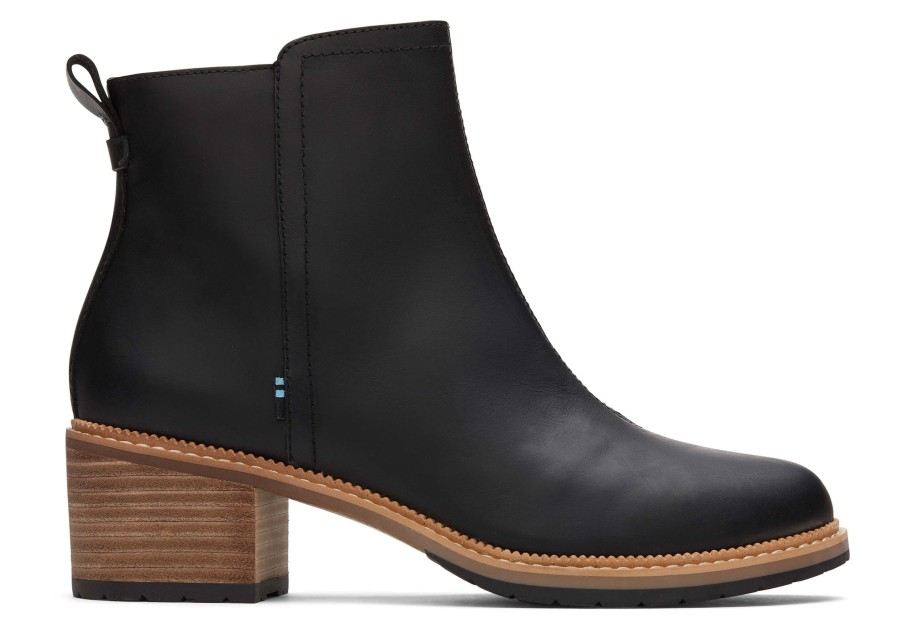 TOMS Dress Casual | Marina Leather Heeled Boot Black