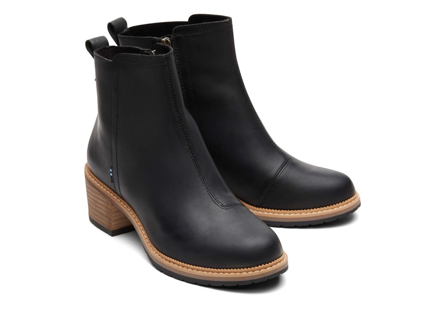 TOMS Dress Casual | Marina Leather Heeled Boot Black