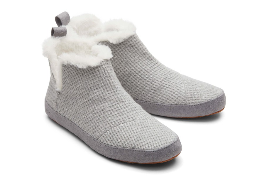 TOMS Slippers | Lola Grey Metallic Waffle Bootie Slipper|Lola Grey Metallic Waffle Bootie Slipper Drizzle Grey