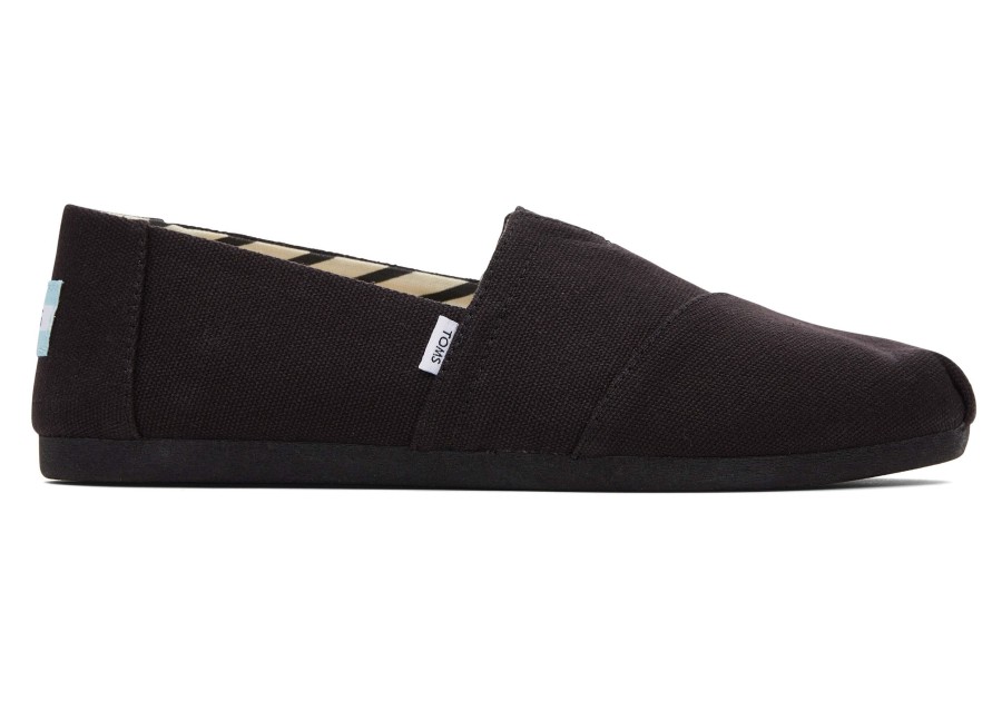 TOMS Slip Ons | Alpargata All Black Recycled Cotton Wide Width Black/Black Wide