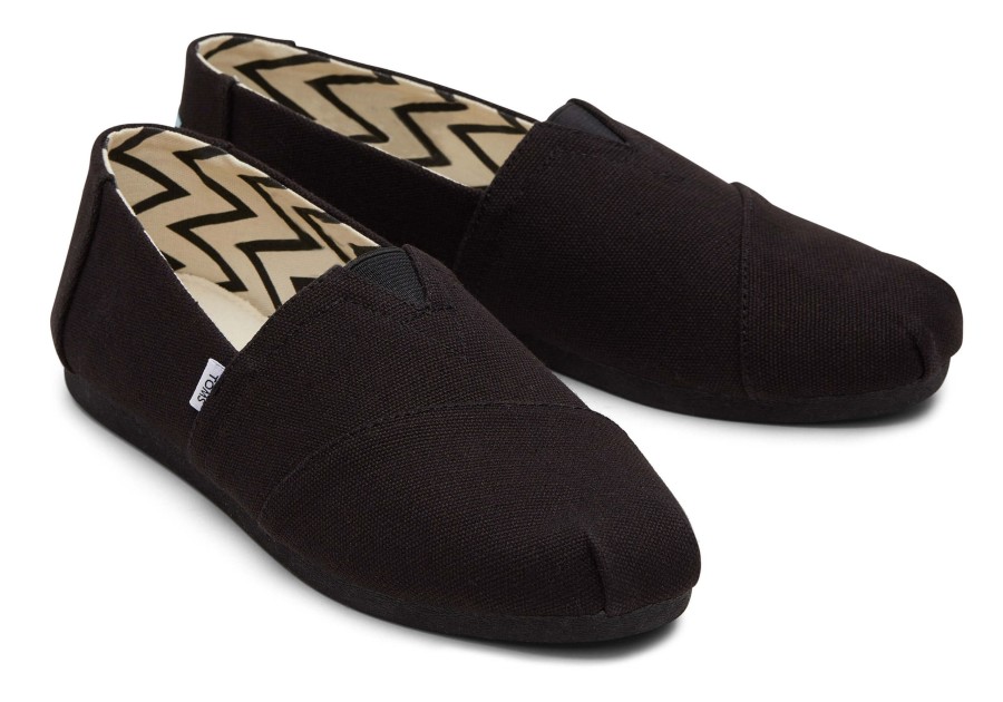 TOMS Slip Ons | Alpargata All Black Recycled Cotton Wide Width Black/Black Wide