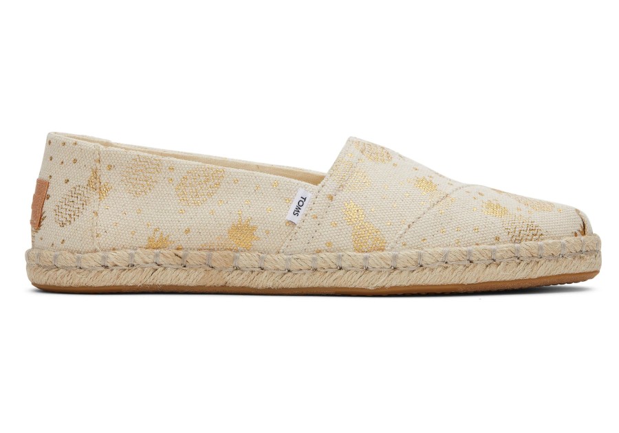 TOMS Espadrilles | Alpargata Rope Espadrille Gold Foil Pineapples