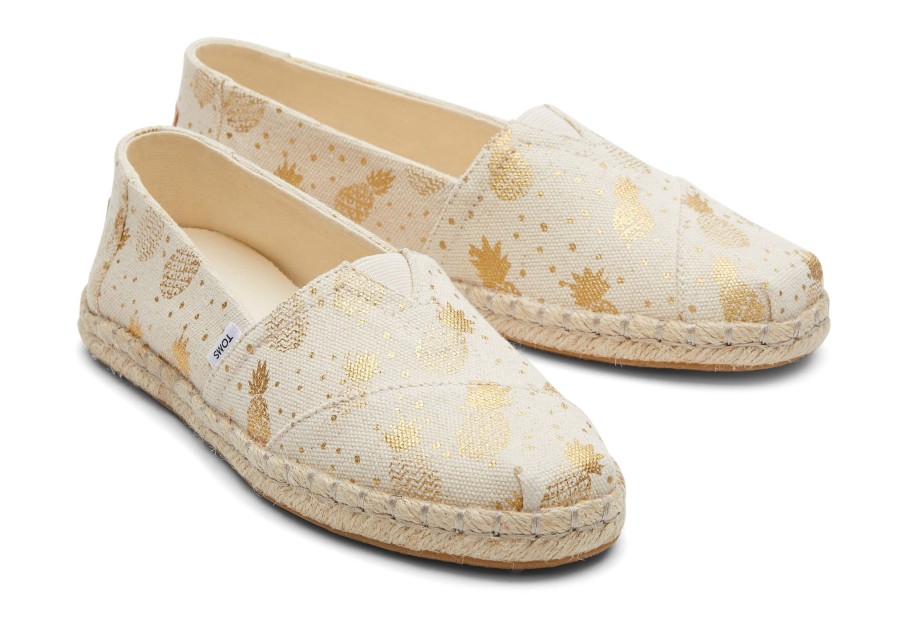 TOMS Espadrilles | Alpargata Rope Espadrille Gold Foil Pineapples