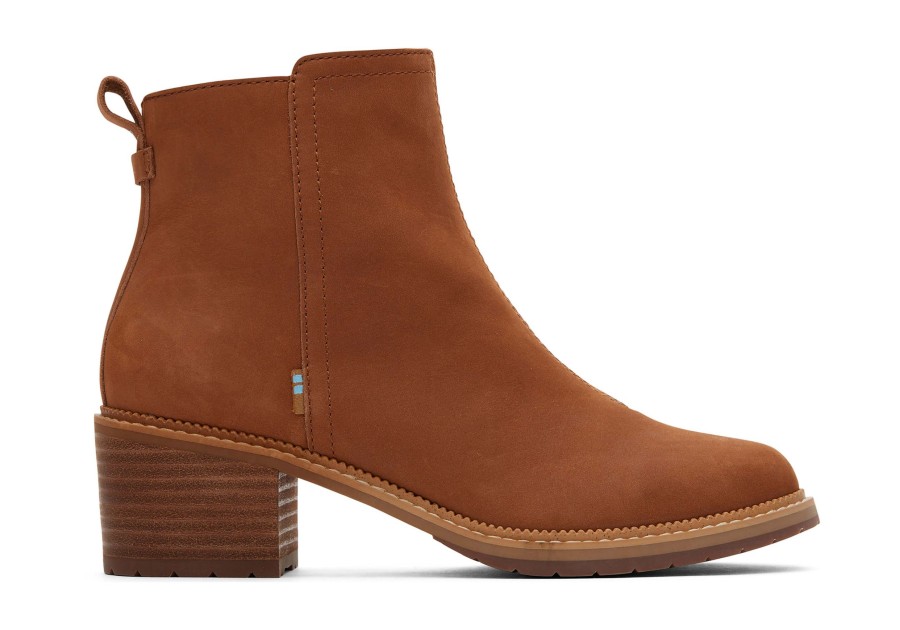 TOMS Dress Casual | Marina Leather Heeled Boot Tan