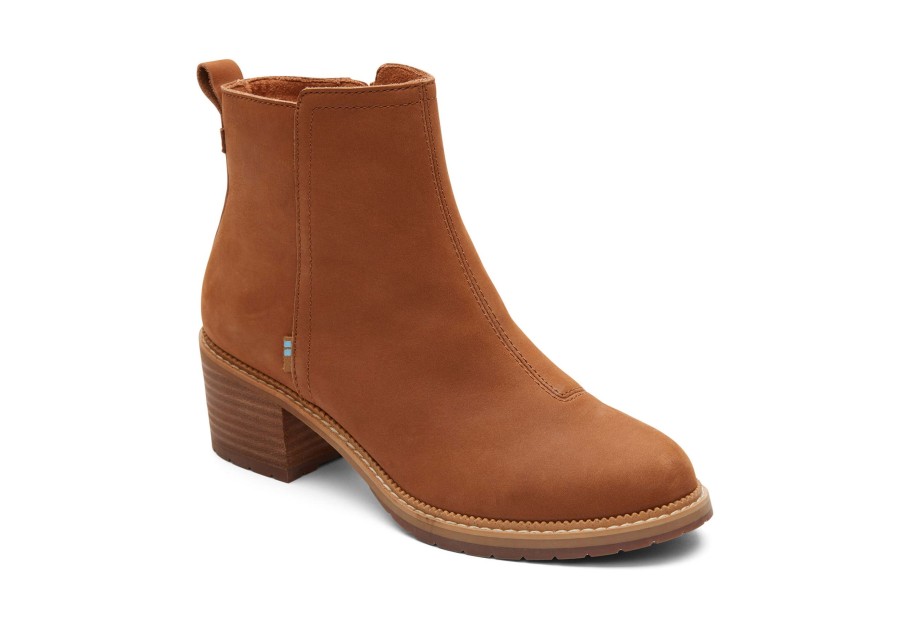 TOMS Dress Casual | Marina Leather Heeled Boot Tan