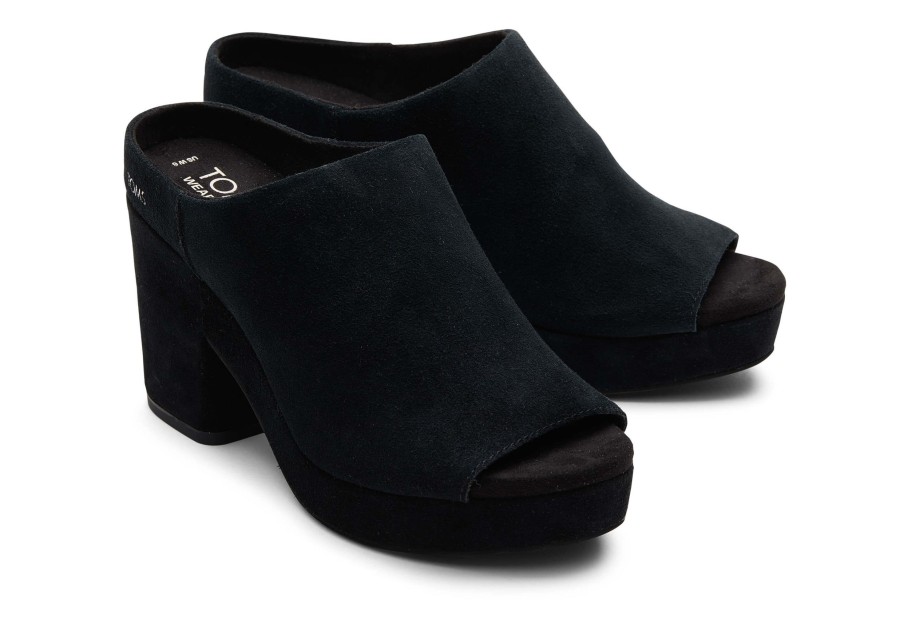 TOMS Platforms | Florence Suede Heel Black