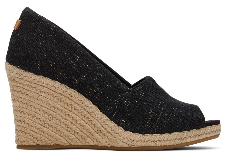 TOMS Heels & Wedges | Michelle Wedge Heel Black Metallic Linen