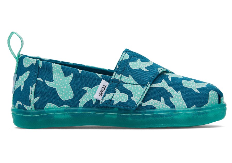 TOMS | Tiny Alpargata Starry Whale Sharks Toddler Shoe Green Glow