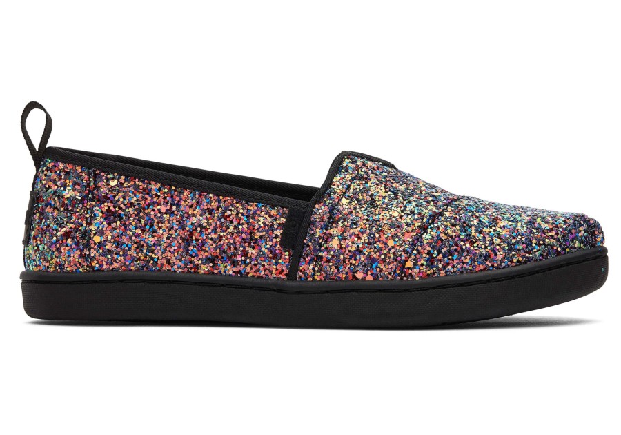 TOMS | Youth Alpargata Black Glitter Kids Shoe Black Chunky Glitter