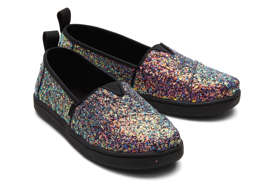 TOMS | Youth Alpargata Black Glitter Kids Shoe Black Chunky Glitter