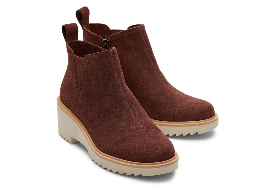 TOMS Dress Casual | Maude Wedge Boot|Maude Wedge Boot Chestnut Suede