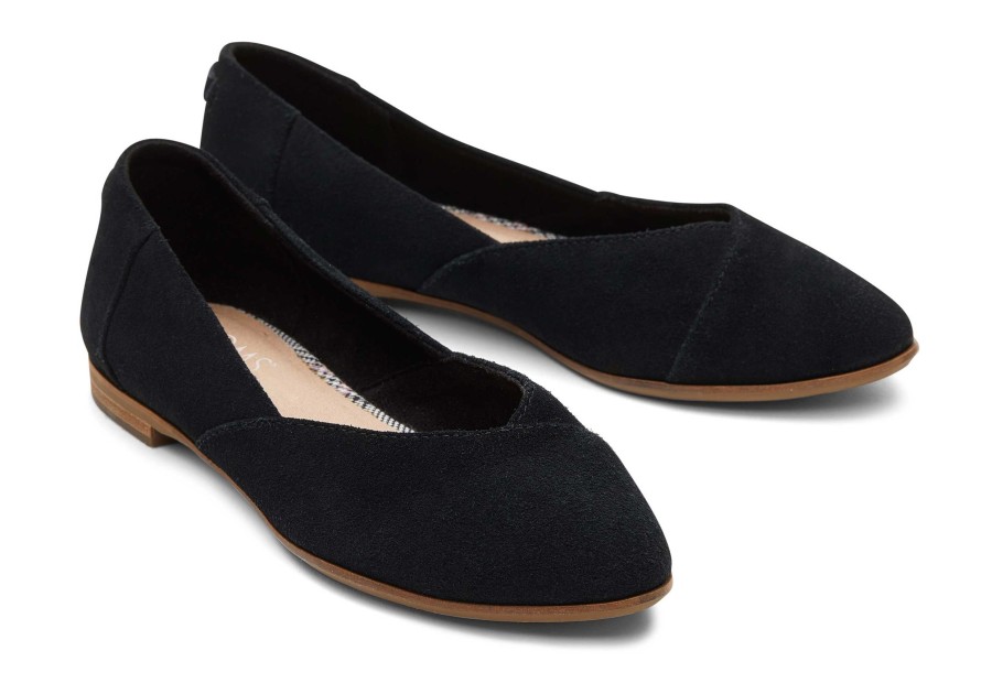 TOMS Flats | Jutti Neat Black Suede Flat True Black