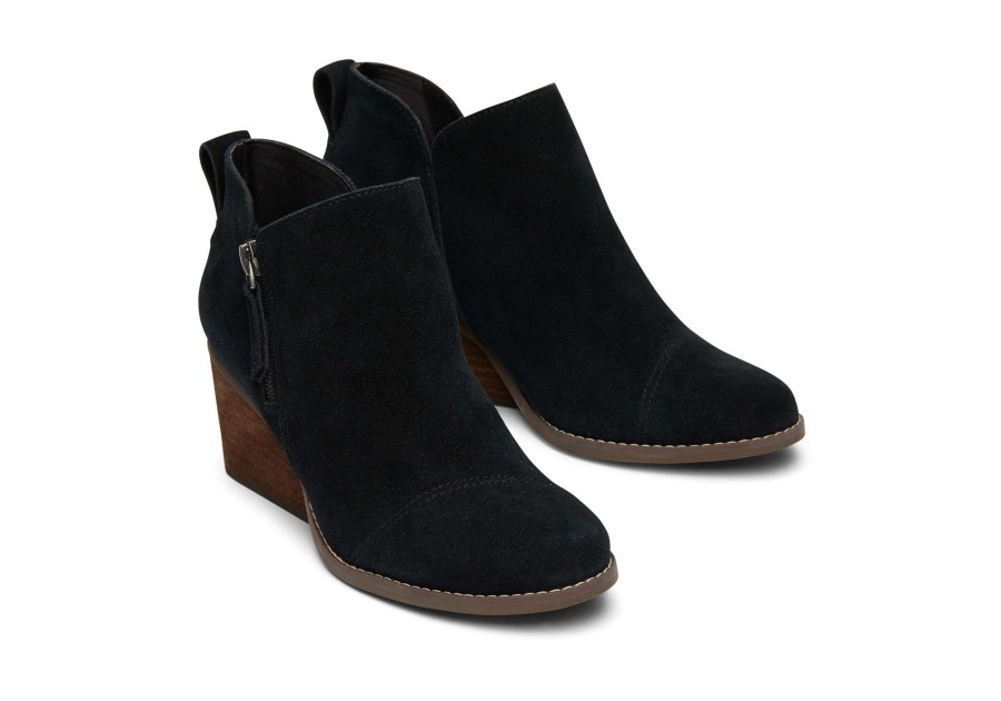 TOMS Heels & Wedges | Goldie Black Suede Wedge Boot Suede Black