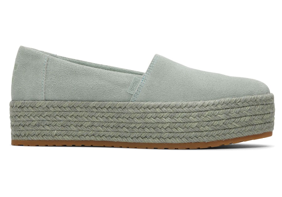 TOMS Slip Ons | Valencia Sage Suede Platform Espadrille Suede Sage