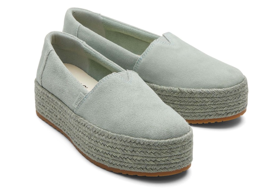 TOMS Slip Ons | Valencia Sage Suede Platform Espadrille Suede Sage