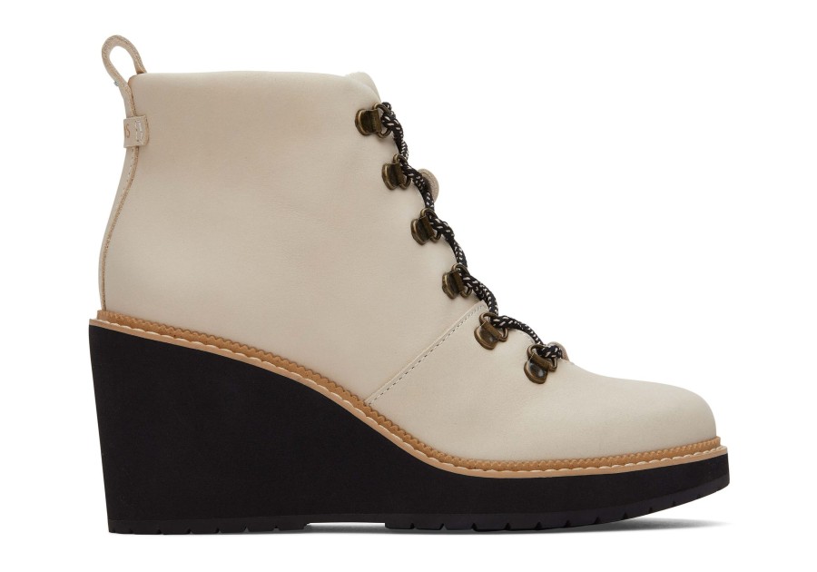 TOMS Dress Casual | Melrose Water Resistant Lace-Up Wedge Boot Beige